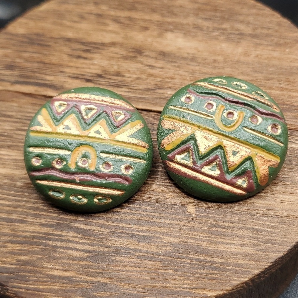 E473 Slavic earrings clip on vintage collectible